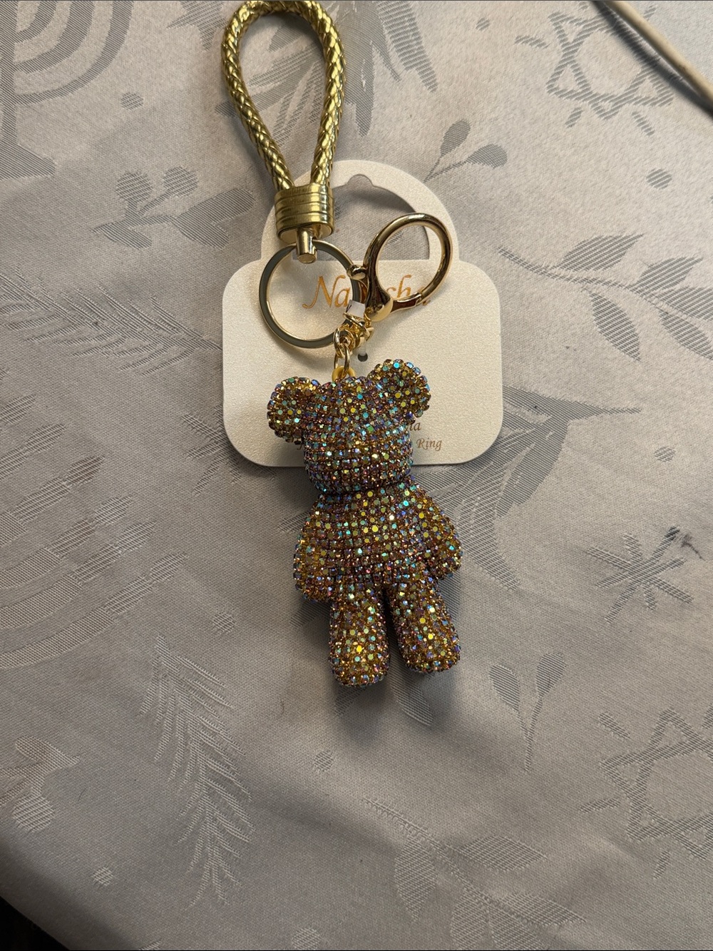 Sparkling Gold Teddy Keychain Bag Charm Accessories